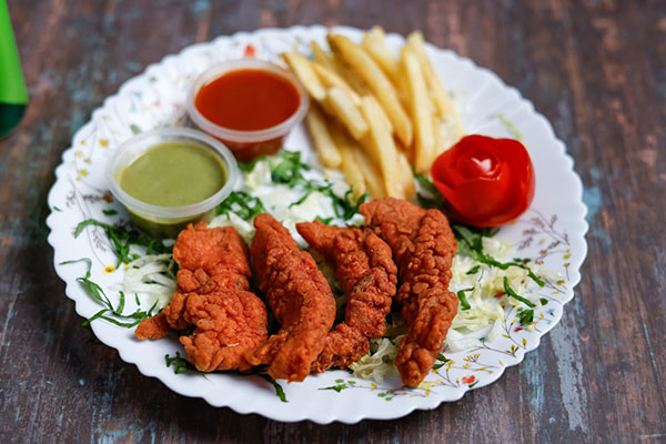 Plated chicken meal